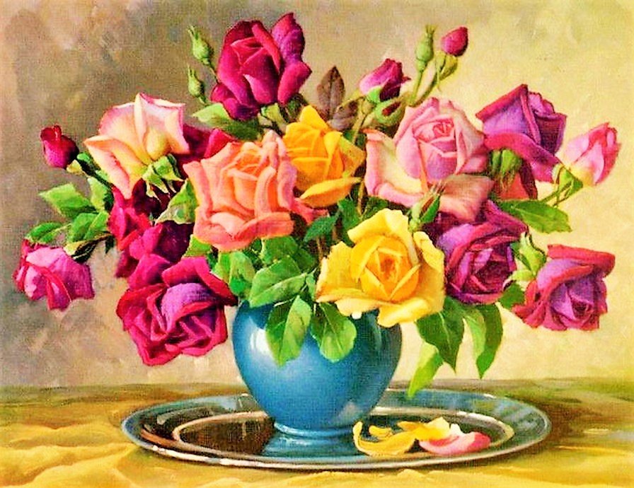 букет роз - розы, букет, картина, живопись, цветы - оригинал