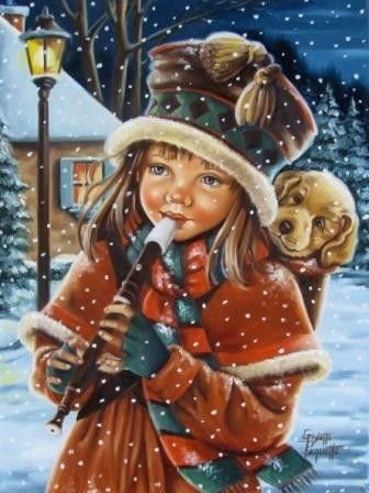 Маленький музыкант - зима, люди - оригинал