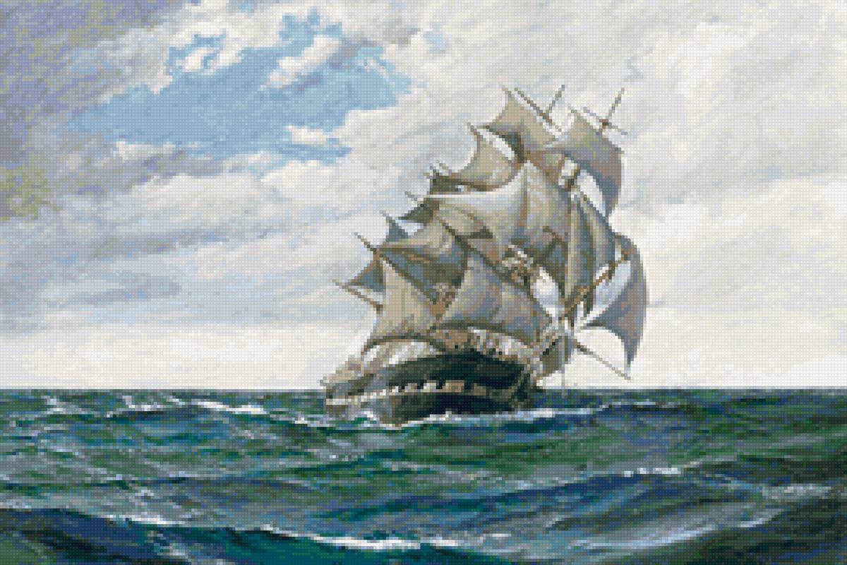 Худ. Доусон Монтегю - море, пейзаж, парусник - предпросмотр