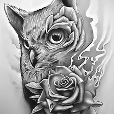 Схема вышивки «BUHO Y ROSA»