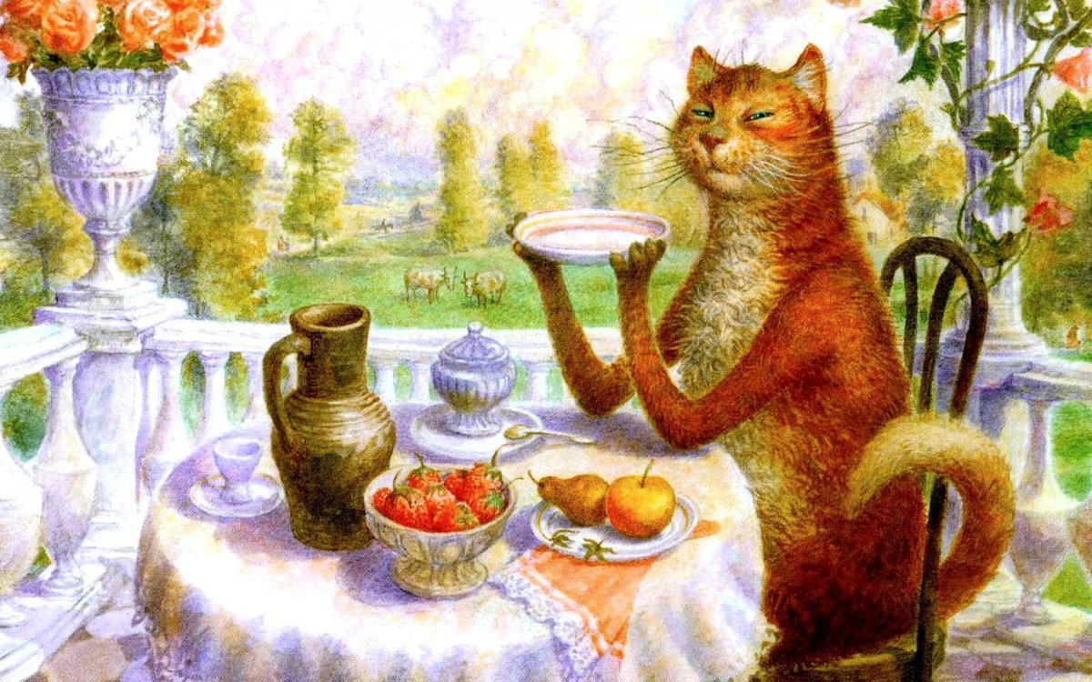 Питерский кот - кот, стол, чаепитие - оригинал