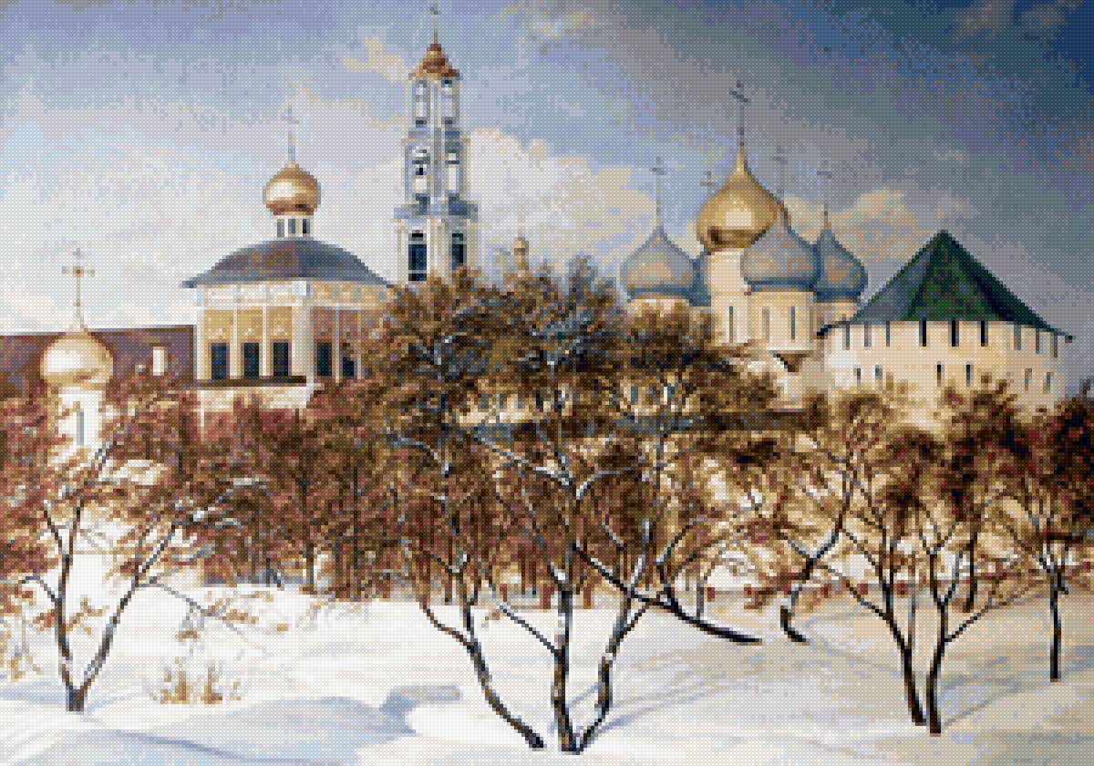 Загорск. Худ. Виктор Андреев - кремль, пейзаж зима, природа, снег - предпросмотр