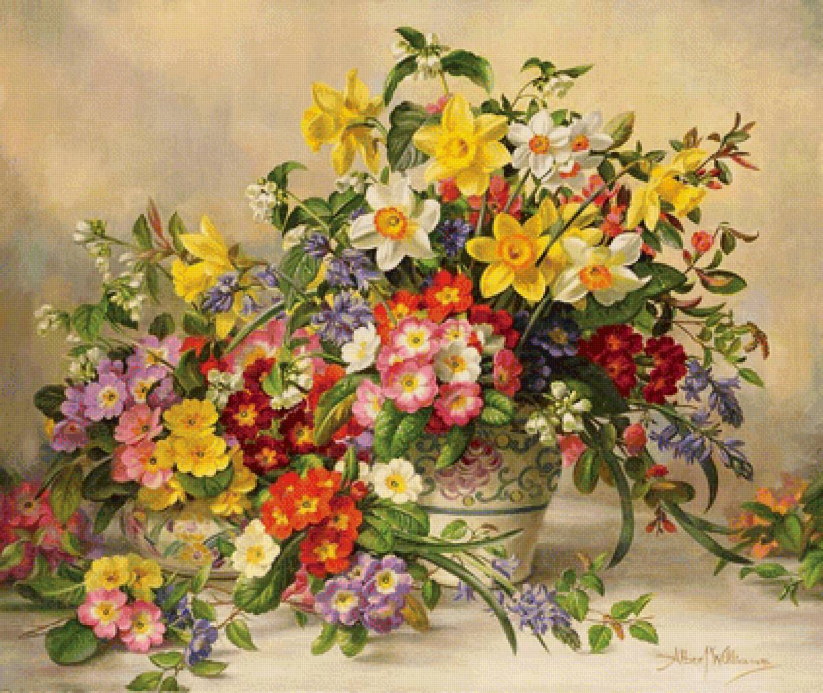 По картине Альберта Вильямса - нарциссы, букет, цветы - предпросмотр
