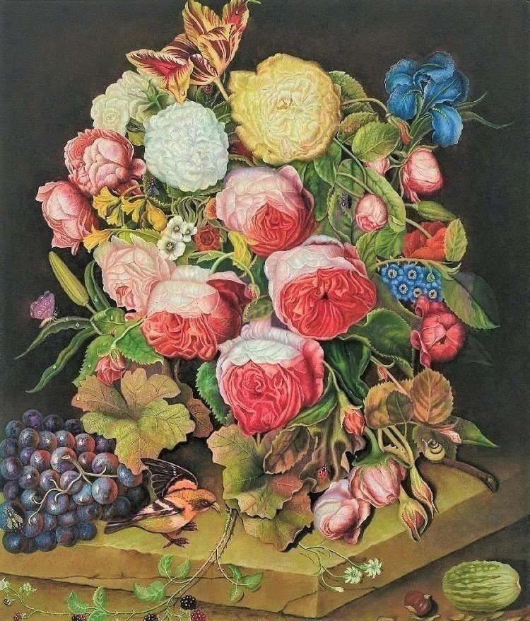 Старинный букет 2 - живопись, натюрморт, букет, розы - оригинал