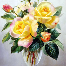 Оригинал схемы вышивки «Жёлтые розы» (№1848990)