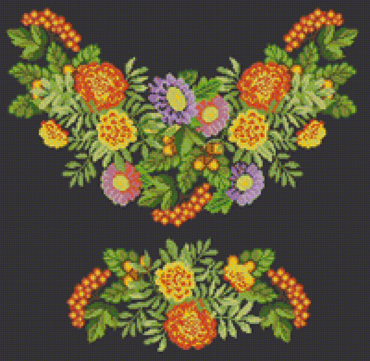 Бархатцы - узор, цветы - предпросмотр