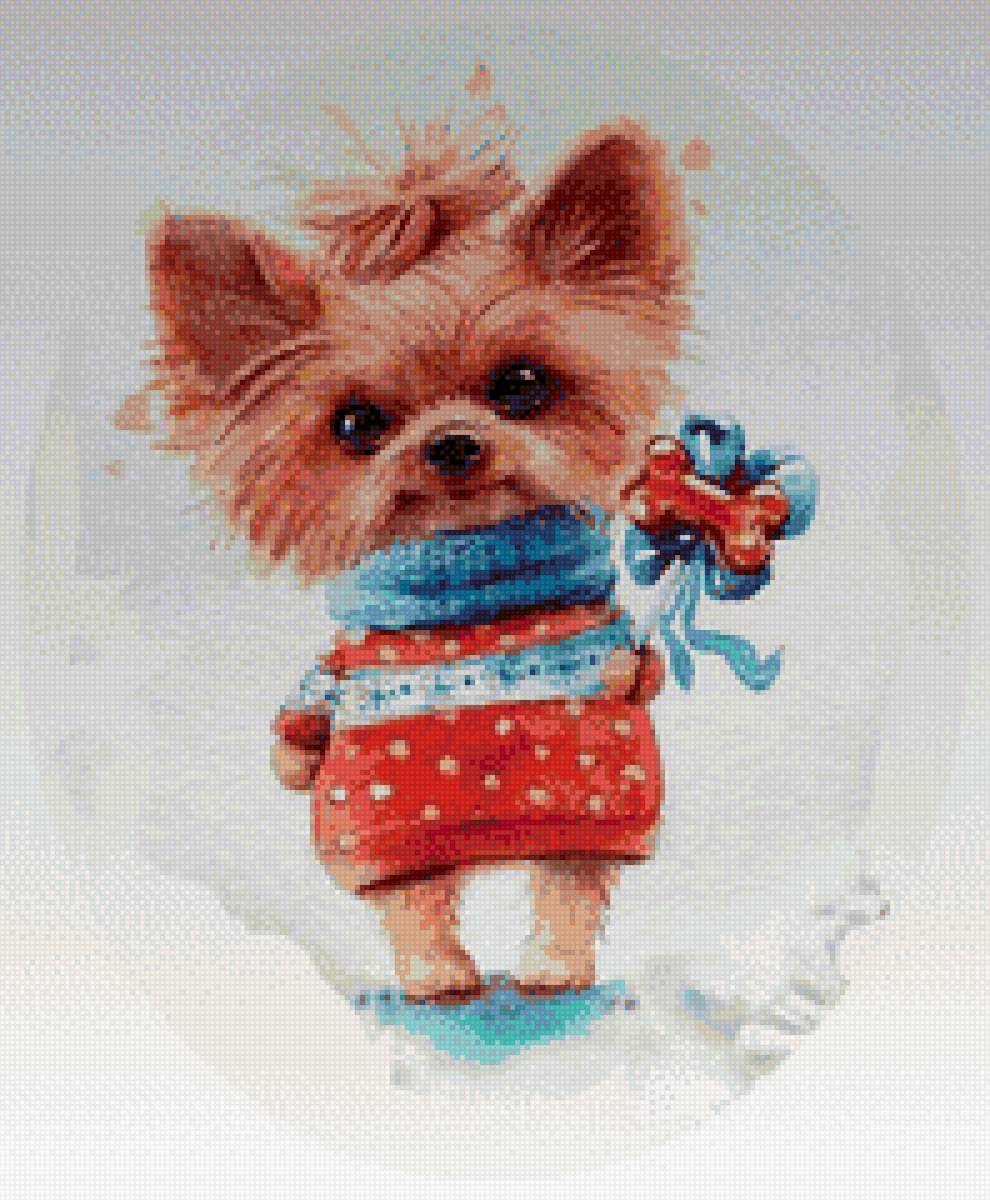 Собачка - вышивка крестиком - предпросмотр