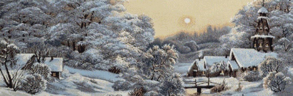 Морозное утро 1 - лес, зима, деревня, речка - предпросмотр