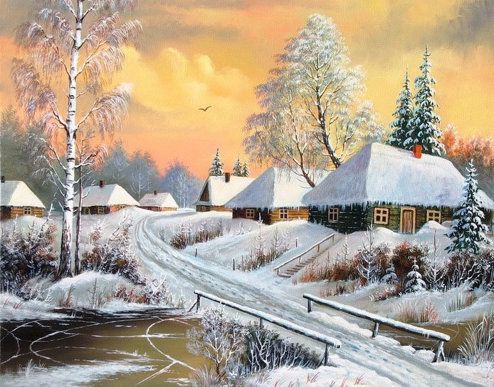 №1850456 - природа, пейзаж зима, деревня, снег - оригинал