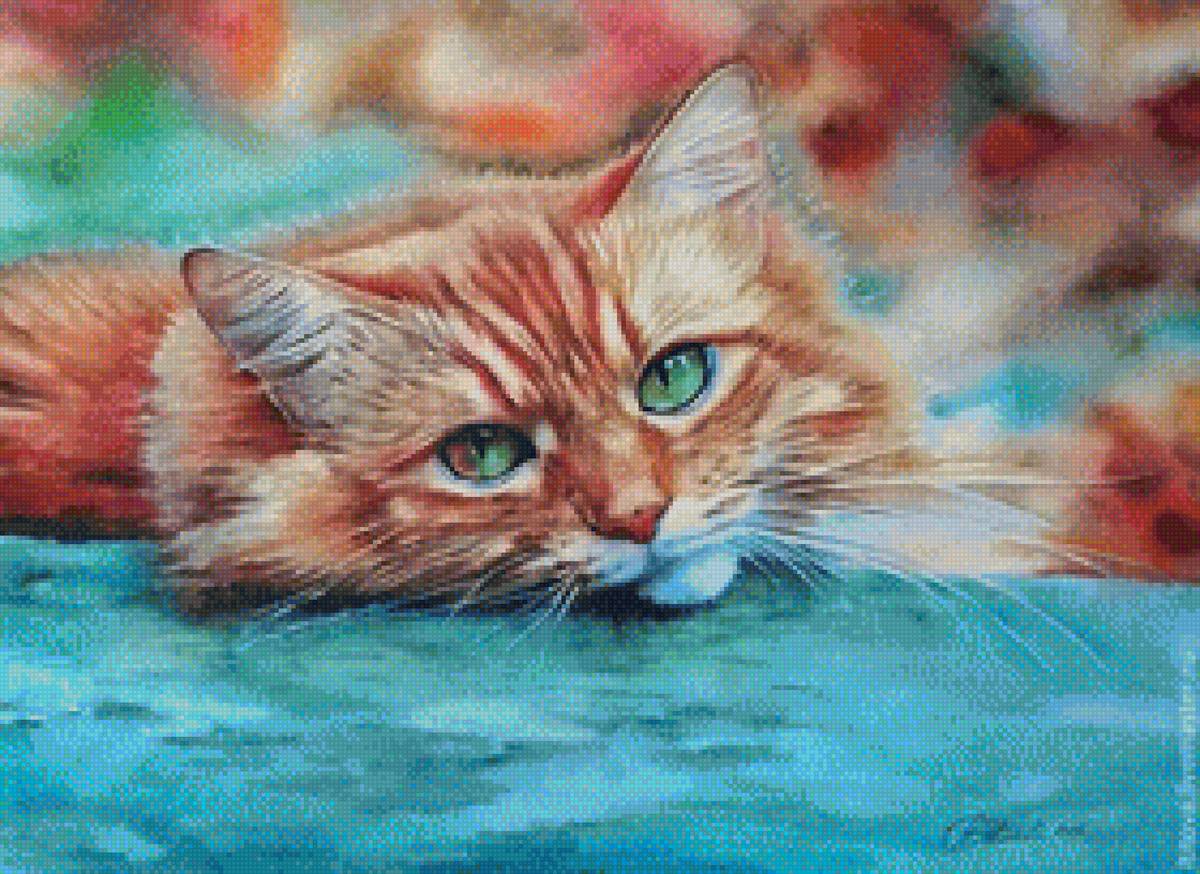 Акварель Киса 4 - кошки - предпросмотр