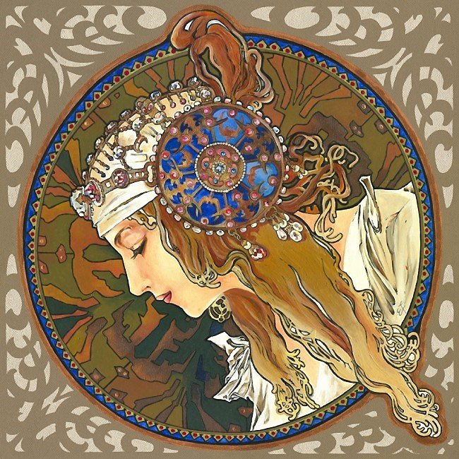 девушка - альфонс муха - оригинал