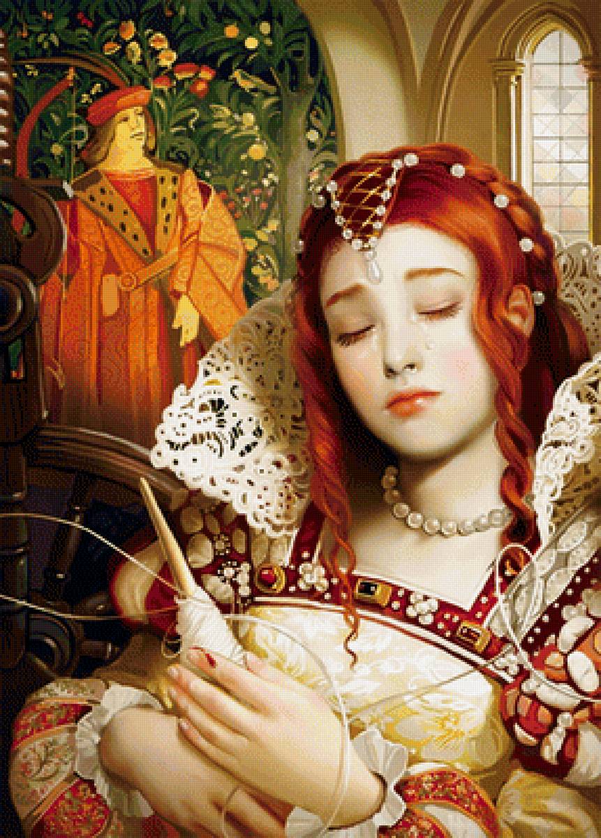 Спящая красавица - принцесса, девушка, дворец, веретено - предпросмотр