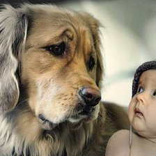 Схема вышивки «Малыш и собака»