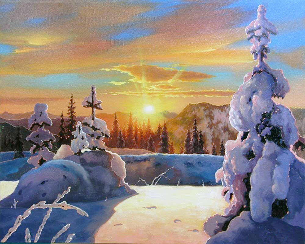 Худ. Боев - лес, природа, пейзаж зима, снег - оригинал