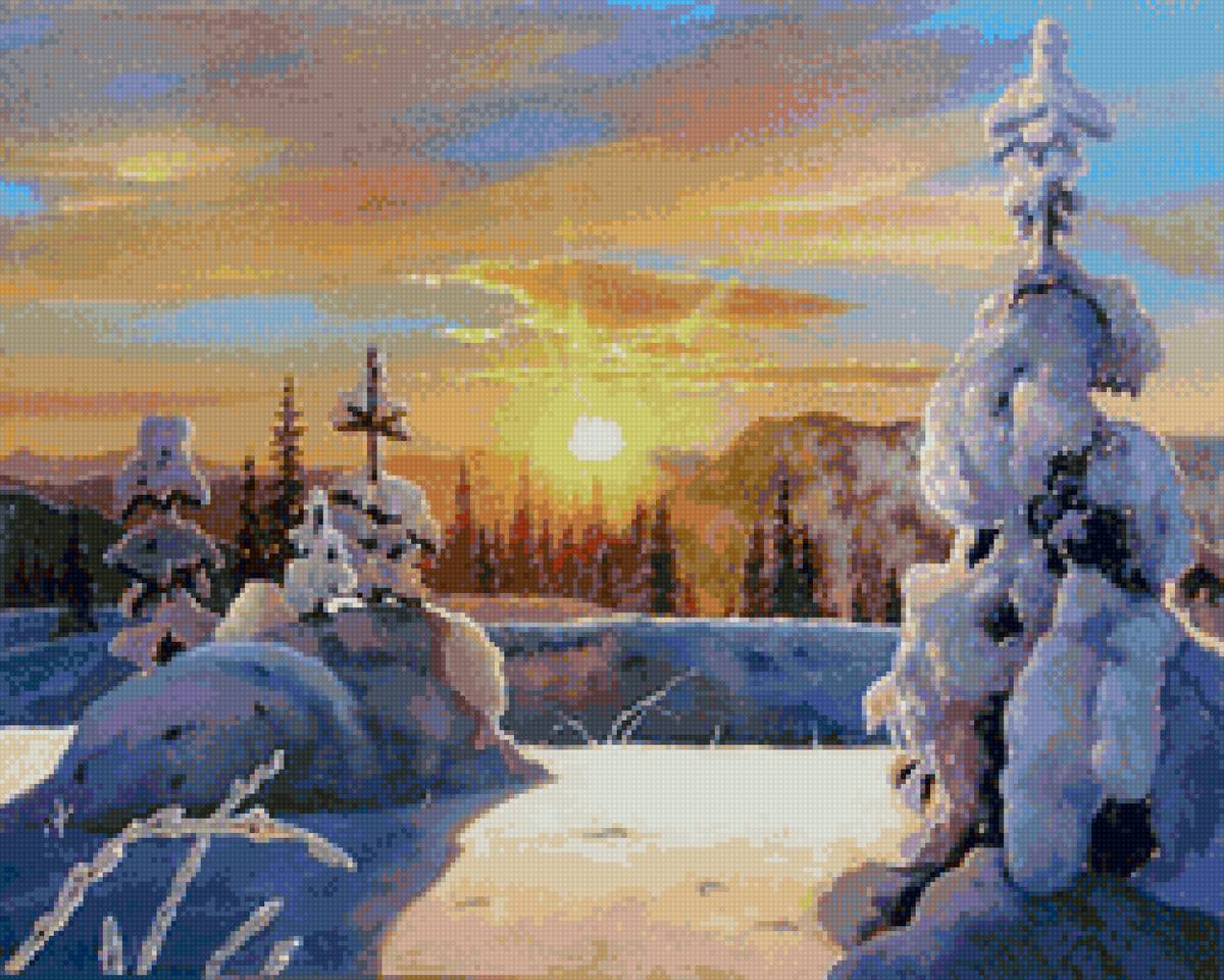 Худ. Боев - природа, лес, пейзаж зима, снег - предпросмотр