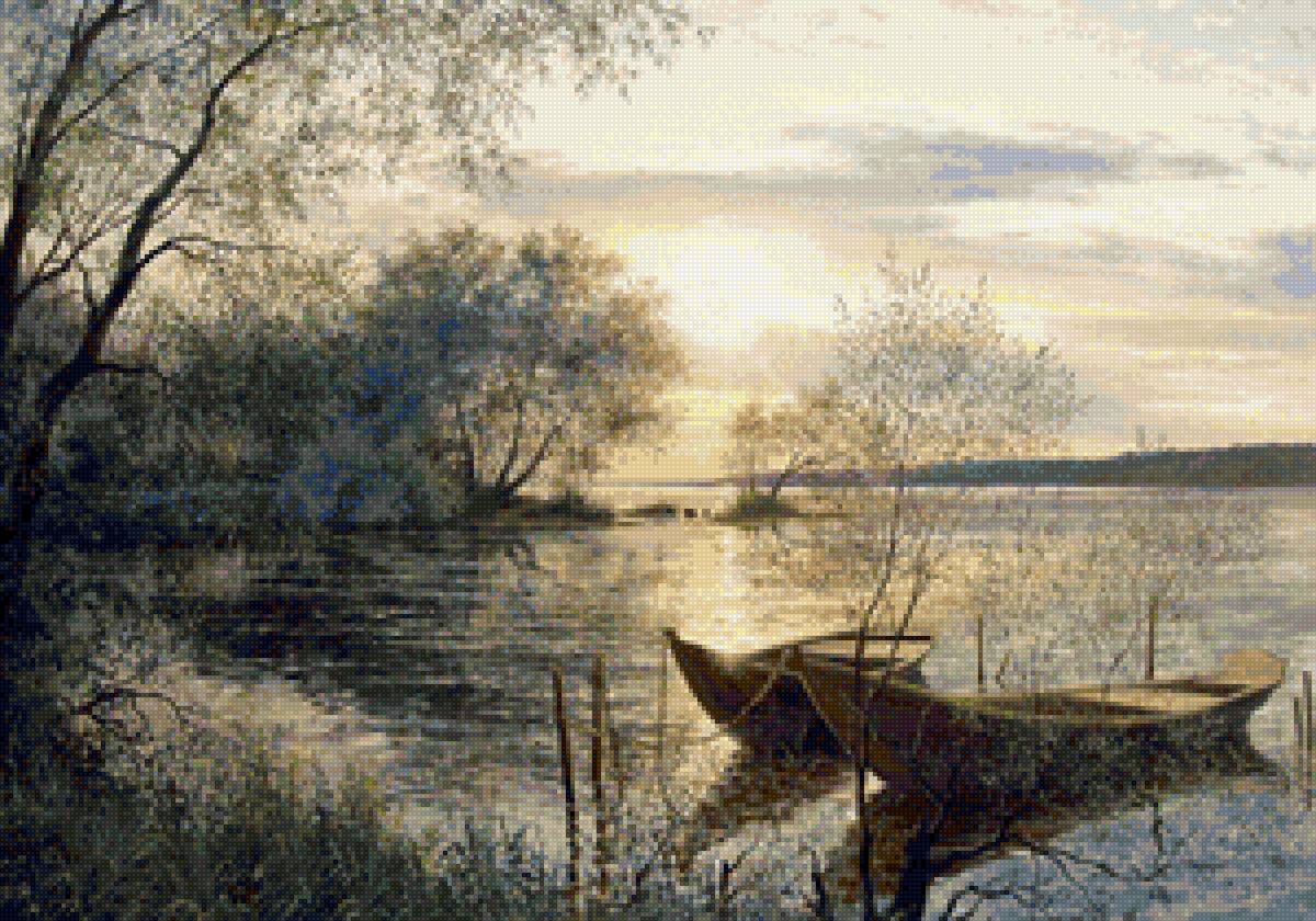 Худ. Булыгин И.Н. - вода, лодки, пейзаж лето, природа - предпросмотр