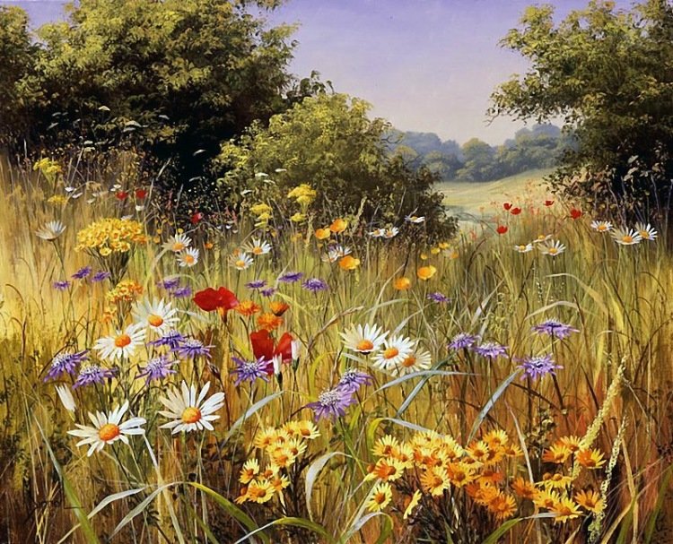 ПОЛЕВЫЕ ЦВЕТЫ - полевые цветы, пейзаж - оригинал