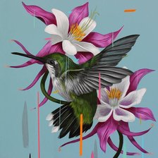 Схема вышивки «Цветок и птица»