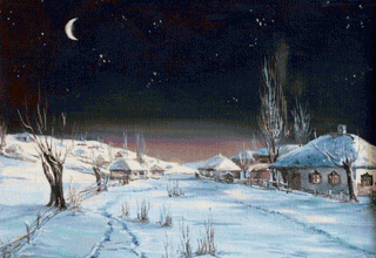 Месяц ночь перед рождеством. Деревня Диканька в ночь перед Рождеством. Хутор зимний близ Диканьки. Вечера на хуторе близ Диканьки зима. Вечера на хуторе близ Диканьки деревня.