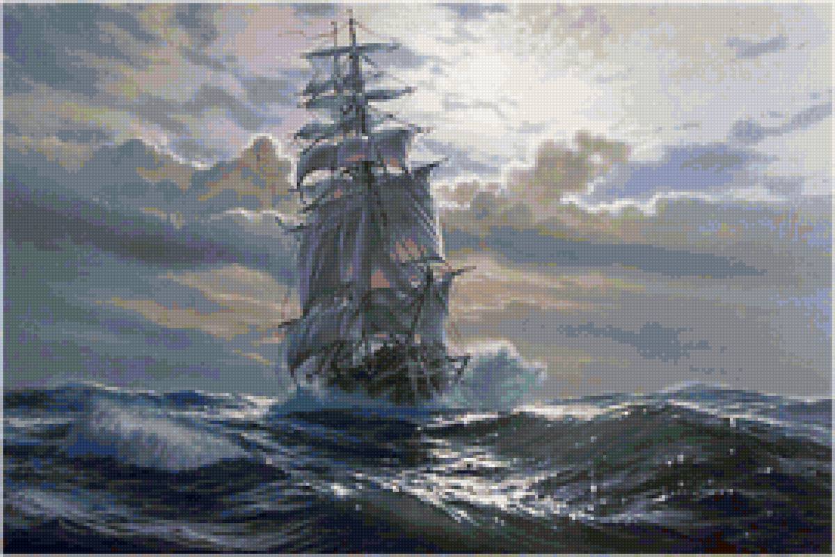 Худ. Марк Рузик. - море, парусник, пейзаж - предпросмотр