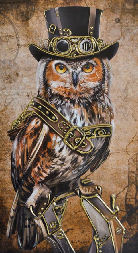 Сова кавалер - стимпанк, сова - оригинал