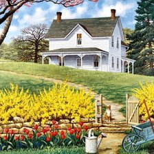 Оригинал схемы вышивки «Домик в весеннем  саду» (№1855403)