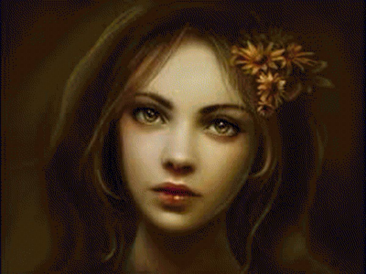 Девушка - фэнтези, взгляд, art, портрет, лицо, фея, девушка - предпросмотр