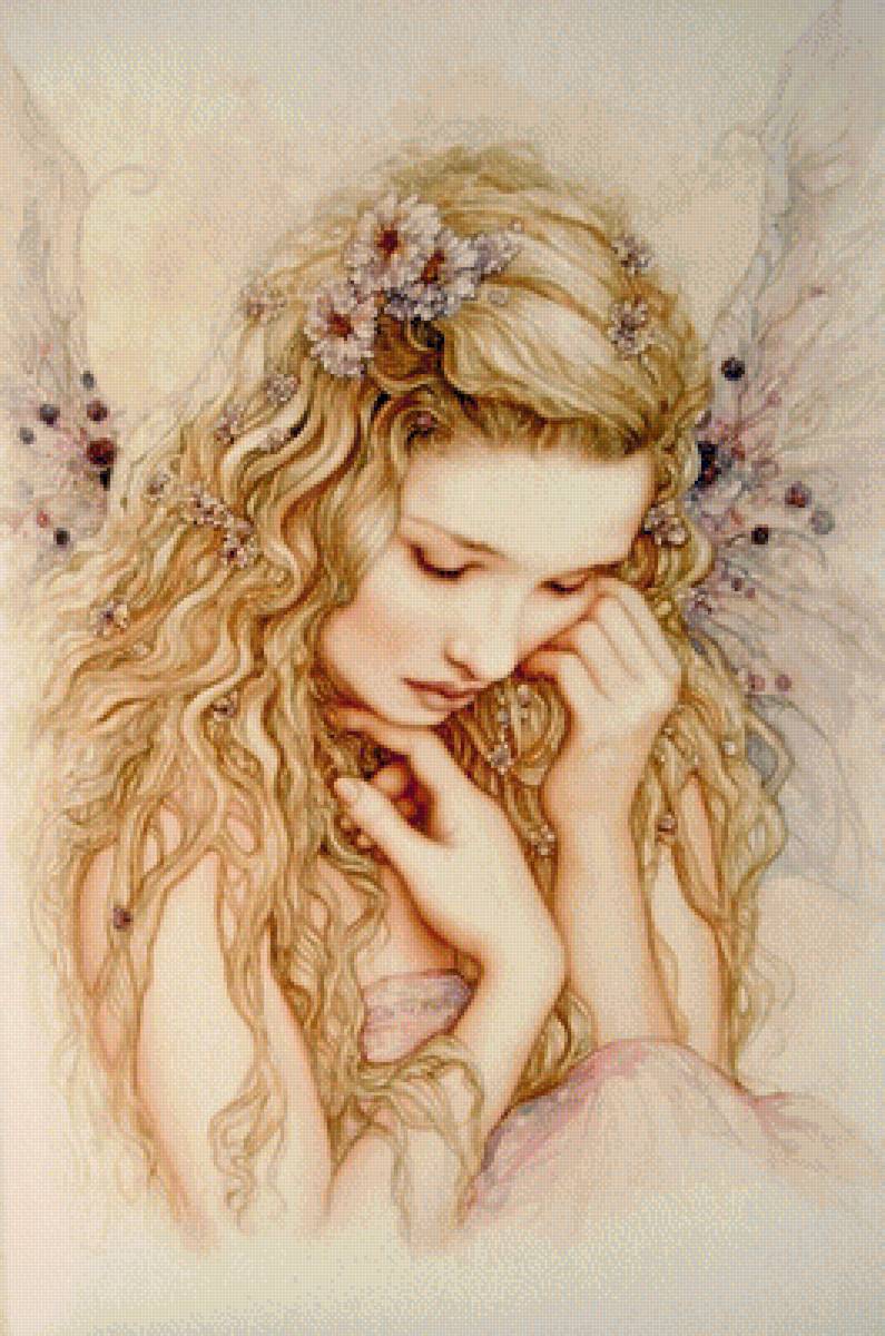 Девушка - фея, цветы, art, портрет, лицо, девушка - предпросмотр