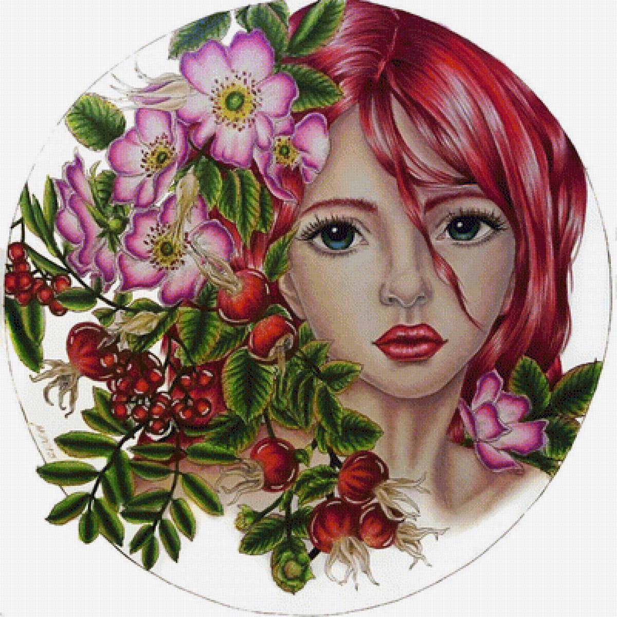 Девушка - портрет, девушка, art, цветы - предпросмотр