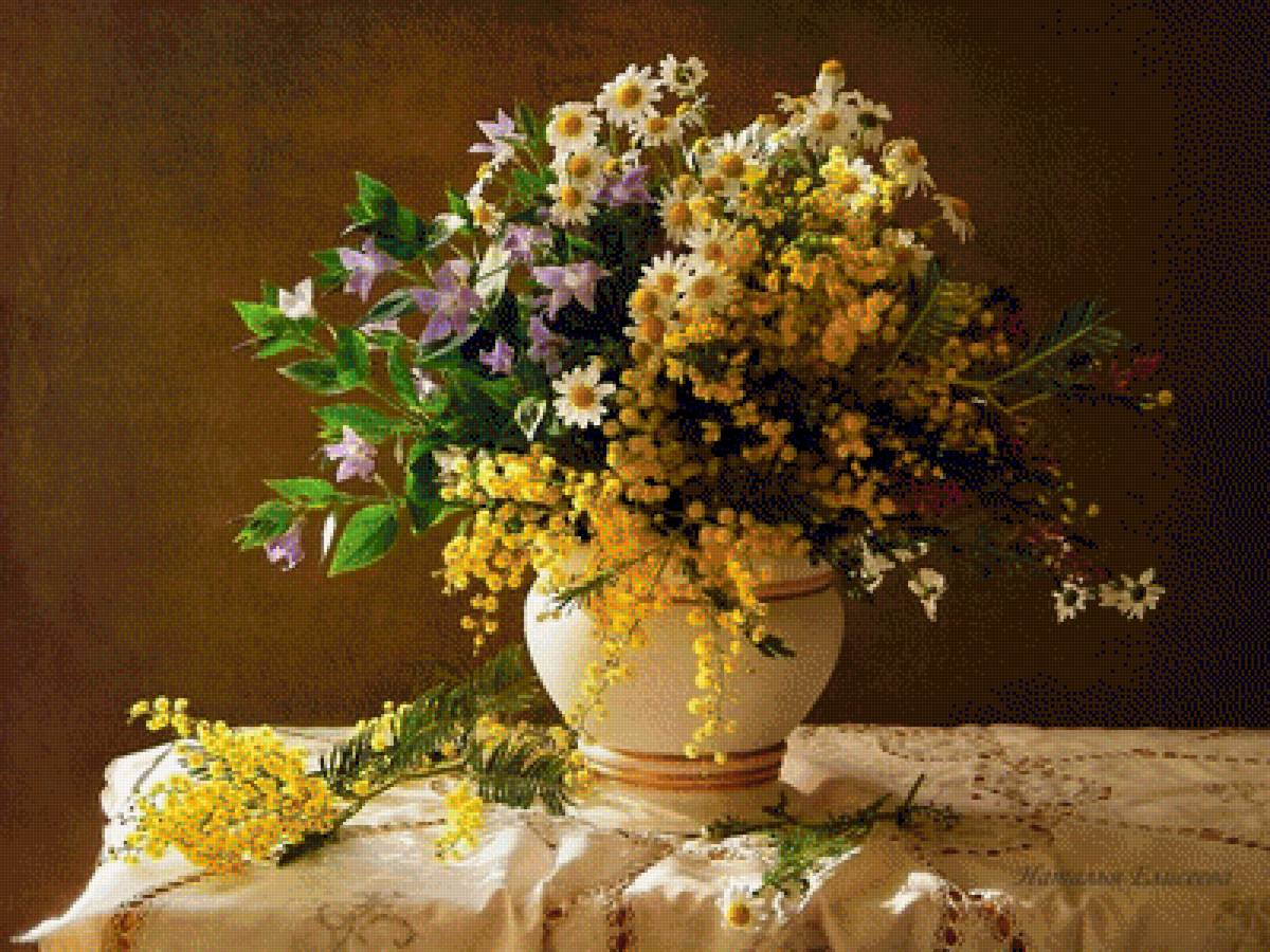 Натюрморт - цветы, натюрморт, ваза, живопись - предпросмотр