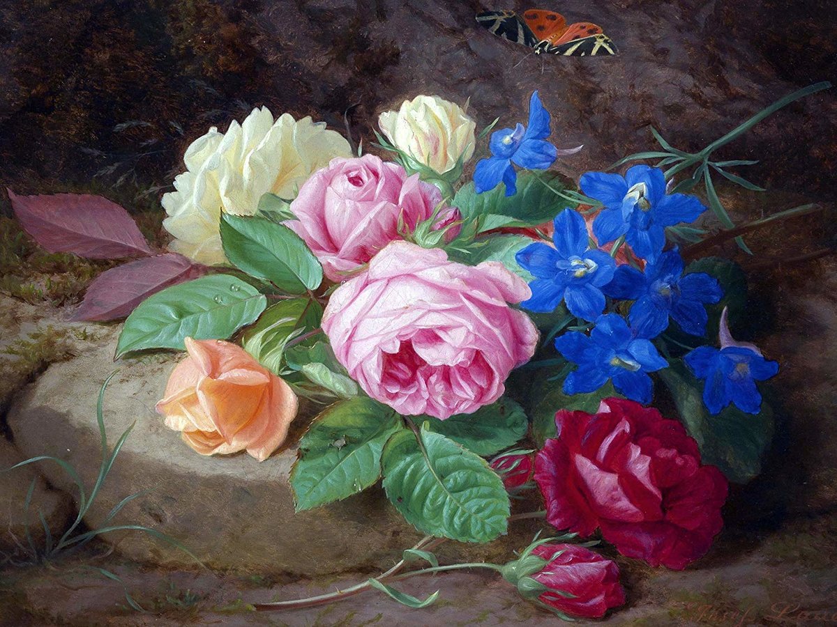 Натюрморт - букет, живопись, розы, натюрморт, цветы - оригинал