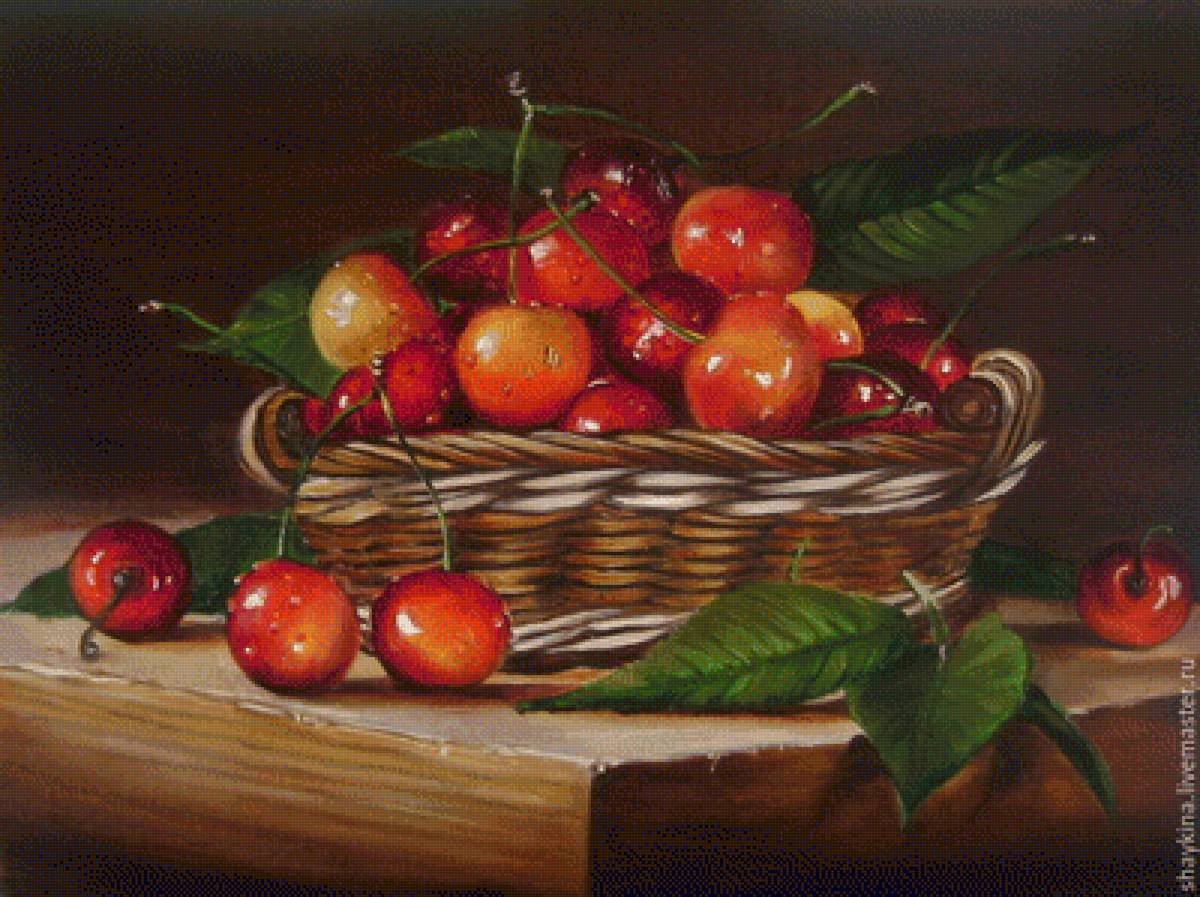 Натюрморт - живопись, черешня, натюрморт, фрукты - предпросмотр