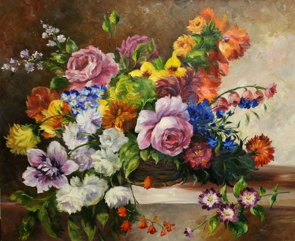Натюрморт - букет, цветы, натюрморт, живопись - оригинал