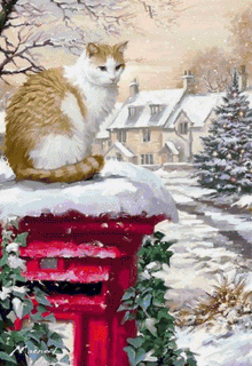 gatto - rosso, gatto, neve - предпросмотр