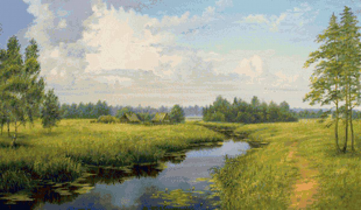 Худ. Куликов В.В. - пейзаж, лето, река, природа - предпросмотр