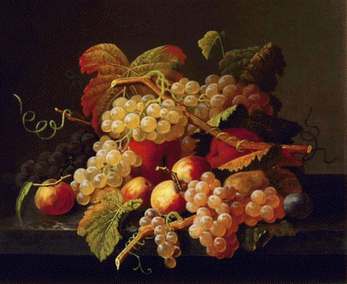 Натюрморт - виноград, фрукты, живопись, персики, натюрморт - предпросмотр
