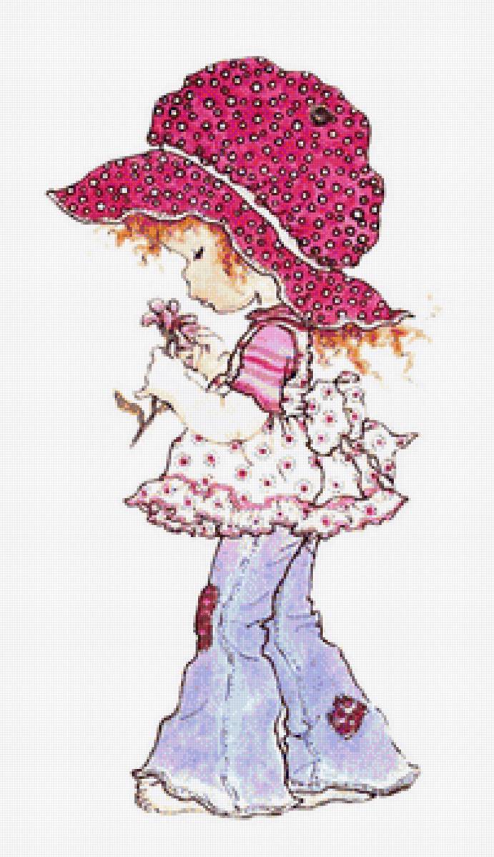 ÑIÑA CON FLOR - 202 x 350 cruces - предпросмотр