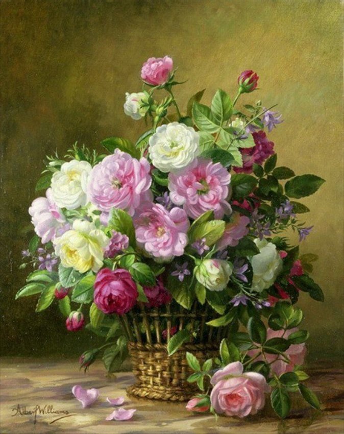 Натюрморт - букет, живопись, розы, натюрморт, цветы - оригинал