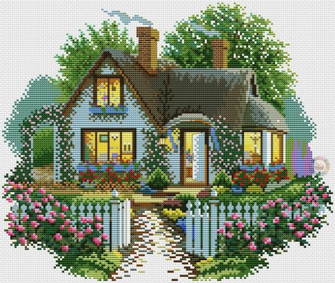 вечерний домик - домики, здания - оригинал