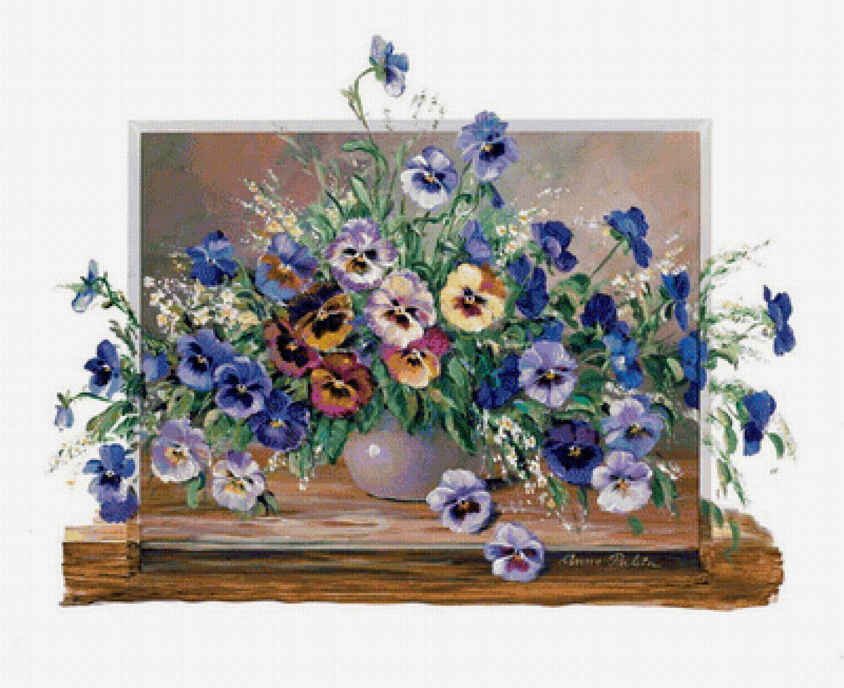 серия цветы:анютины глазки - букет, картина, цветы, анютины глазки - предпросмотр