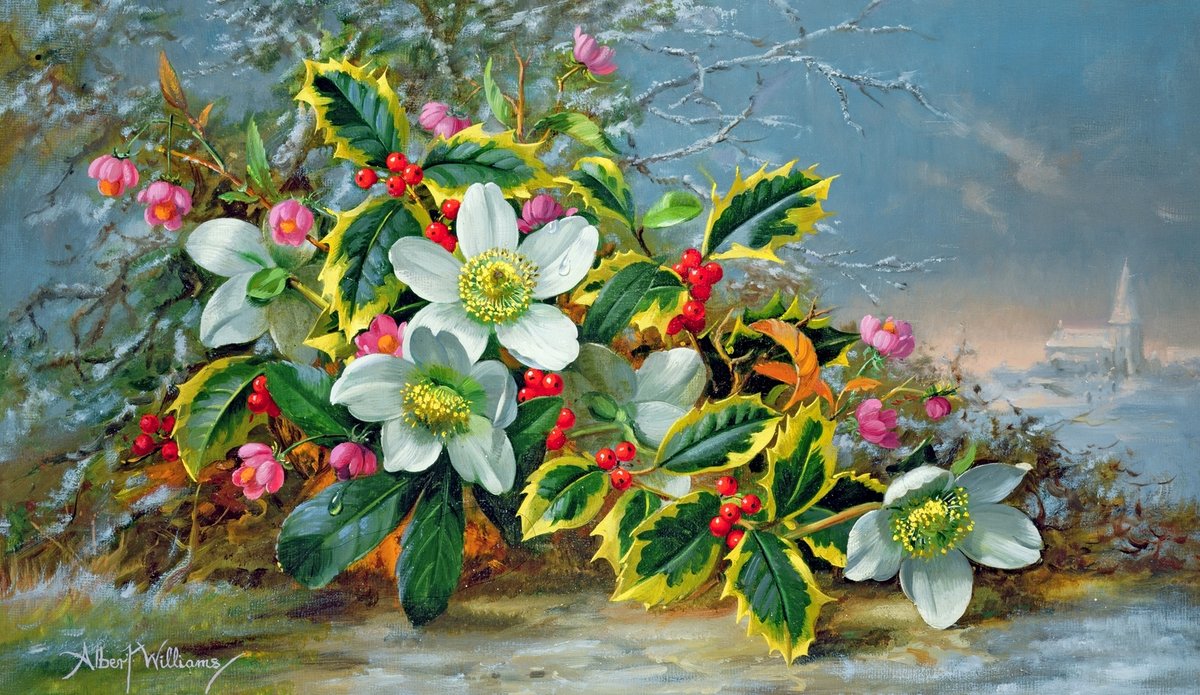 Цветы - цветы, зима, живопись, букет, натюрморт - оригинал