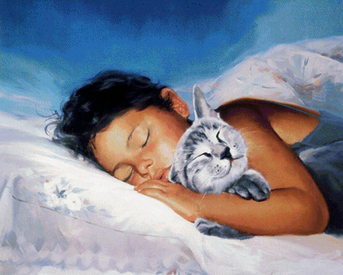 Дональд Золан. Дети - дети, кошки, картина, искусство, портрет - предпросмотр