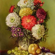 Схема вышивки «Натюрморт с георгинами»