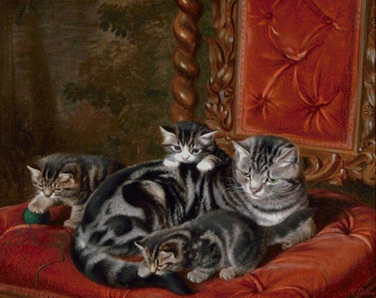 Кошка с котятами детский сад. Художник Horatio Henry Couldery.