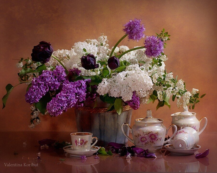 Чаепитие с цветами - оригинал