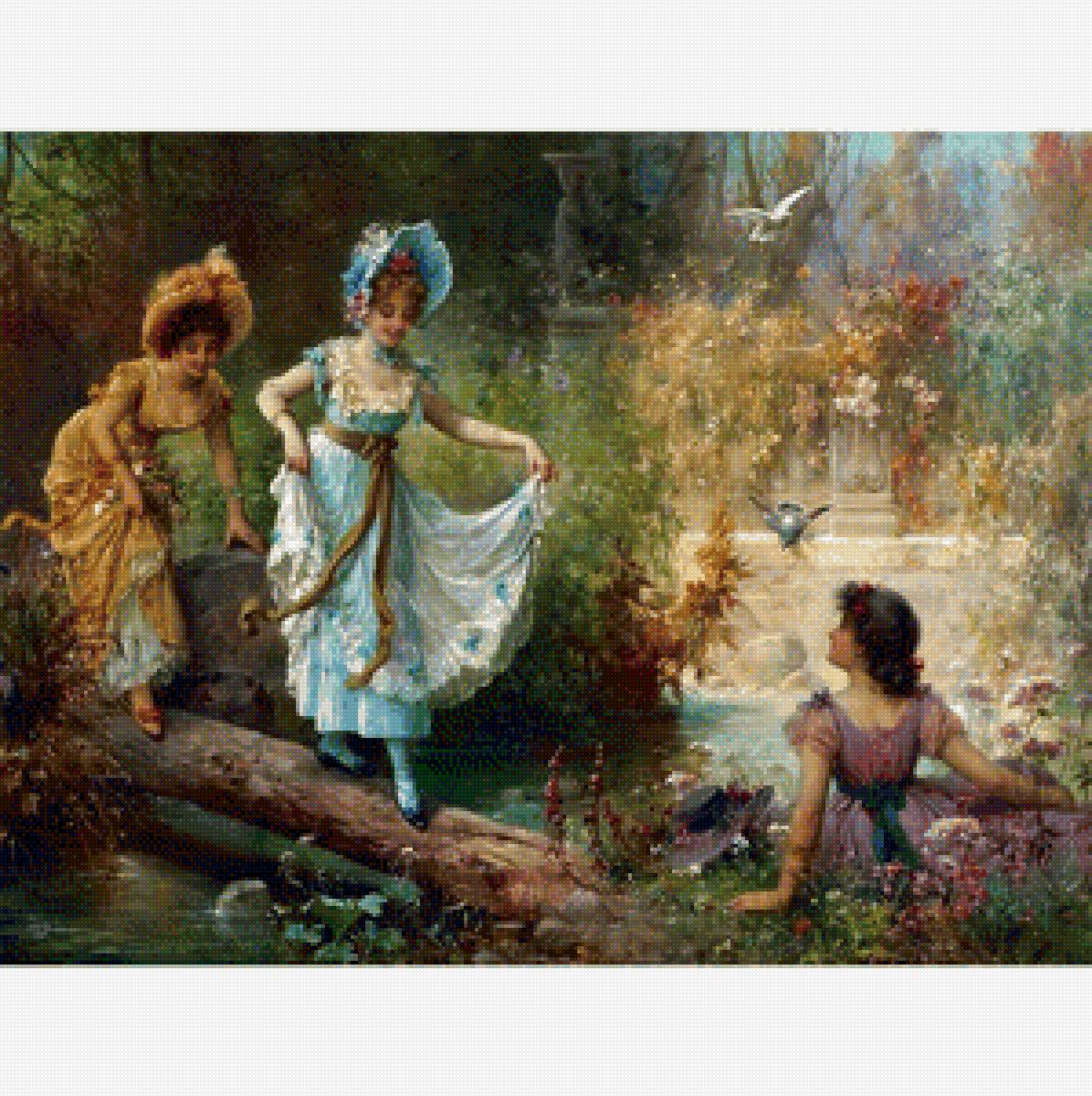 Пикник летним днем - девушки, дамы, лето - предпросмотр