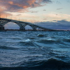 Мост, Волга, шторм