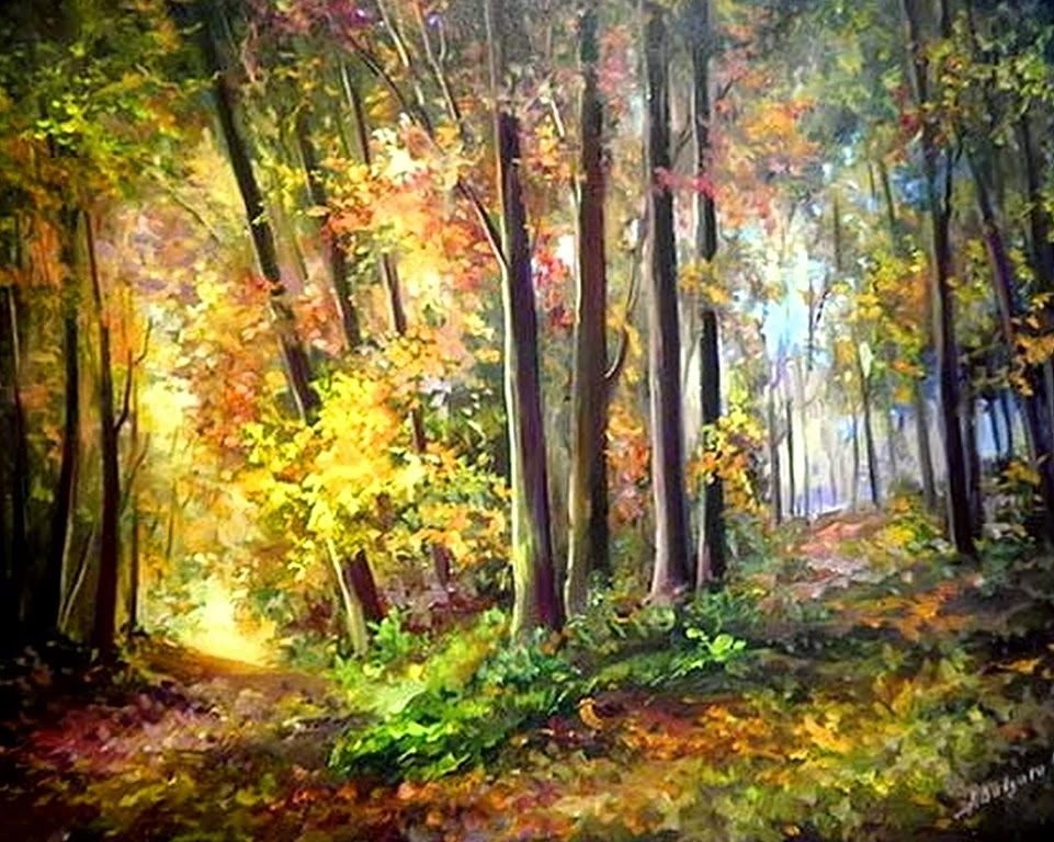 Пейзаж - природа, пейзаж, лес, живопись, деревья - оригинал