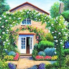 Схема вышивки «Дом в красивом саду»
