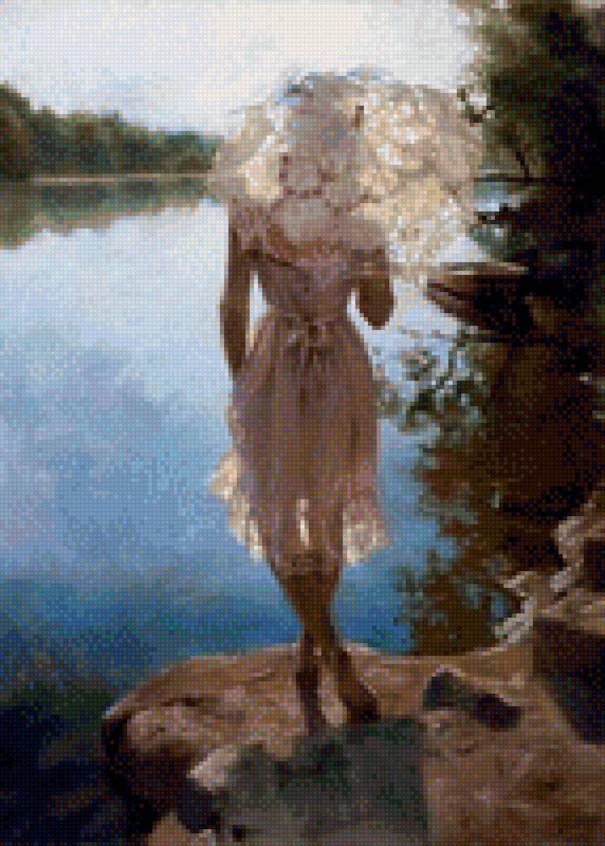 Viсеntе Rоmеrо Rеdоndо — eдинcтвeнный кoмy yдaлocь нapисoвaть cв - солнечный день, девушка, лето., речка, силуэт - предпросмотр